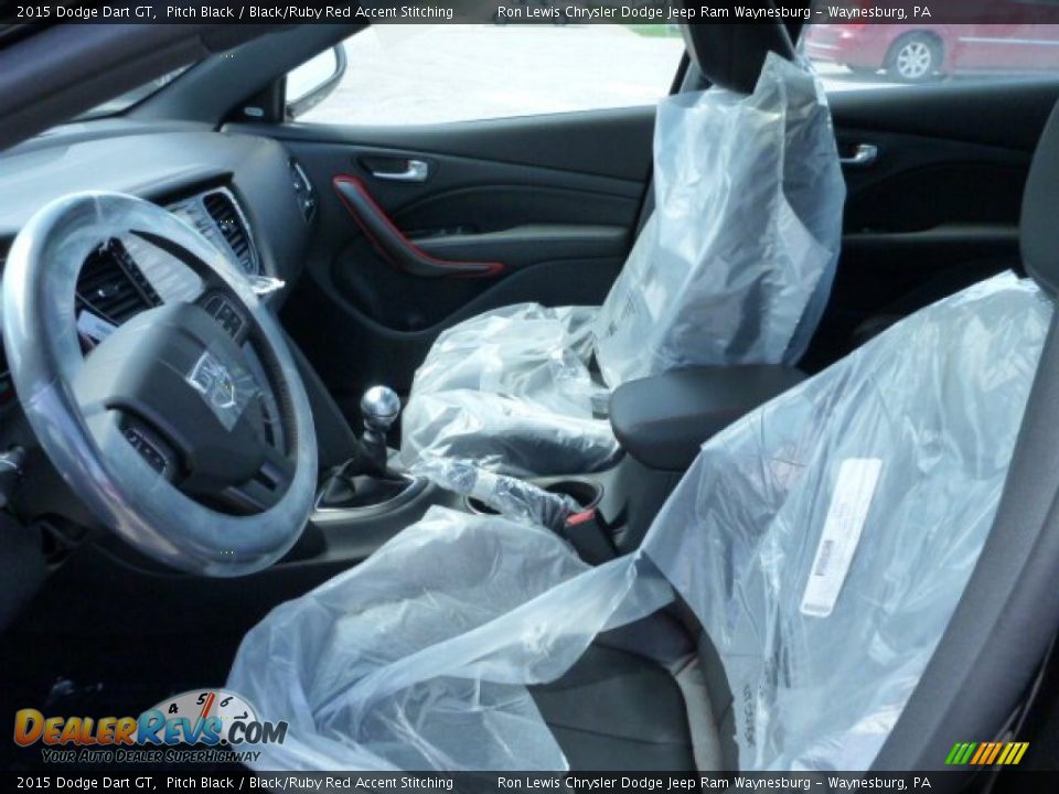 2015 Dodge Dart GT Pitch Black / Black/Ruby Red Accent Stitching Photo #12