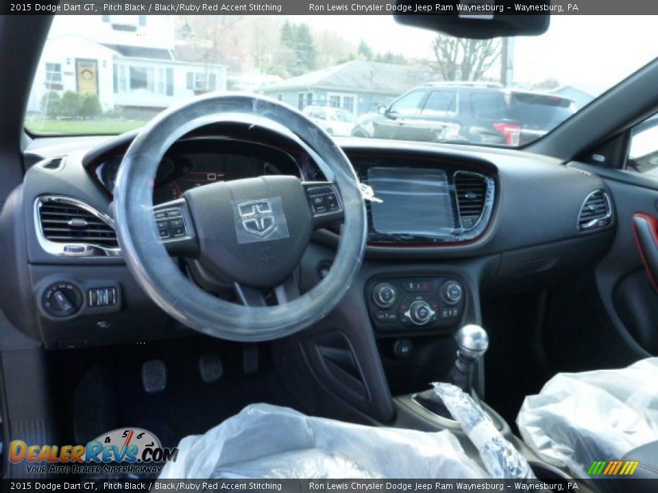2015 Dodge Dart GT Pitch Black / Black/Ruby Red Accent Stitching Photo #14