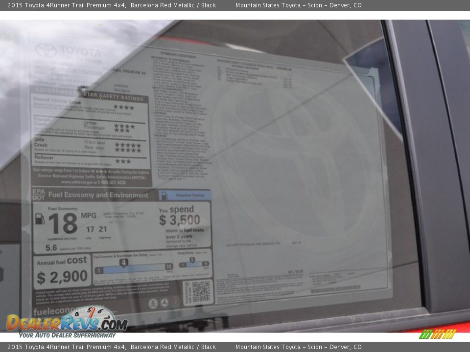 2015 Toyota 4Runner Trail Premium 4x4 Barcelona Red Metallic / Black Photo #10