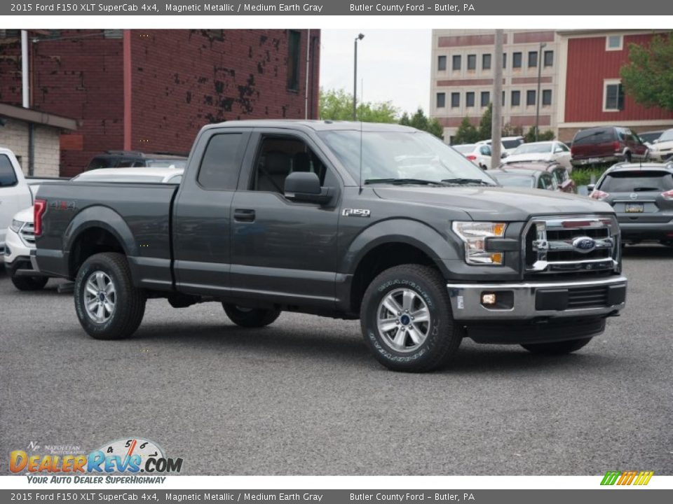 2015 Ford F150 XLT SuperCab 4x4 Magnetic Metallic / Medium Earth Gray Photo #1