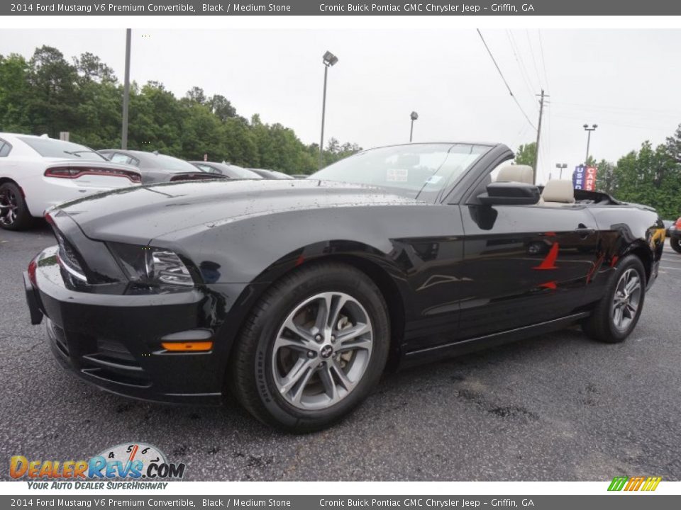 2014 Ford Mustang V6 Premium Convertible Black / Medium Stone Photo #3