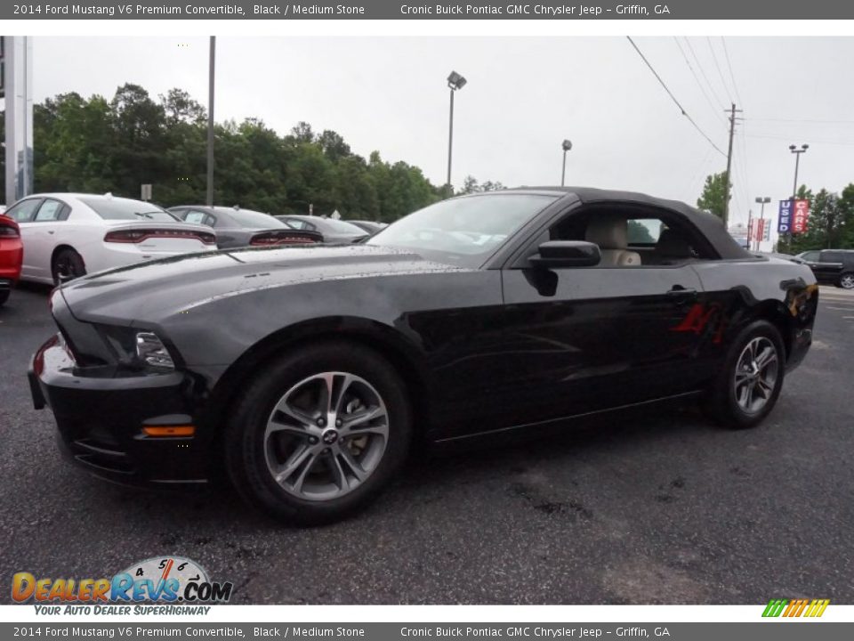 2014 Ford Mustang V6 Premium Convertible Black / Medium Stone Photo #12