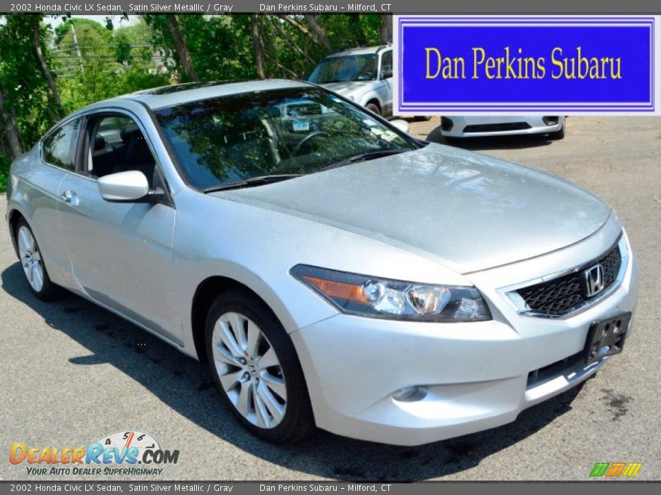 2002 Honda Civic LX Sedan Satin Silver Metallic / Gray Photo #1