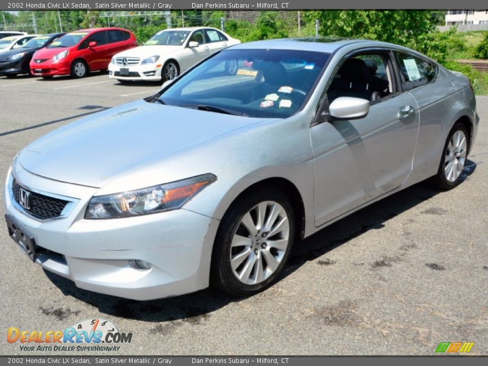 2002 Honda Civic LX Sedan Satin Silver Metallic / Gray Photo #3