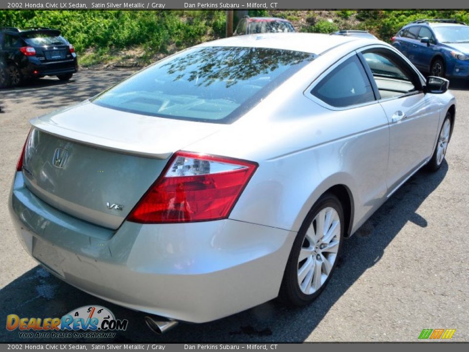 2002 Honda Civic LX Sedan Satin Silver Metallic / Gray Photo #6