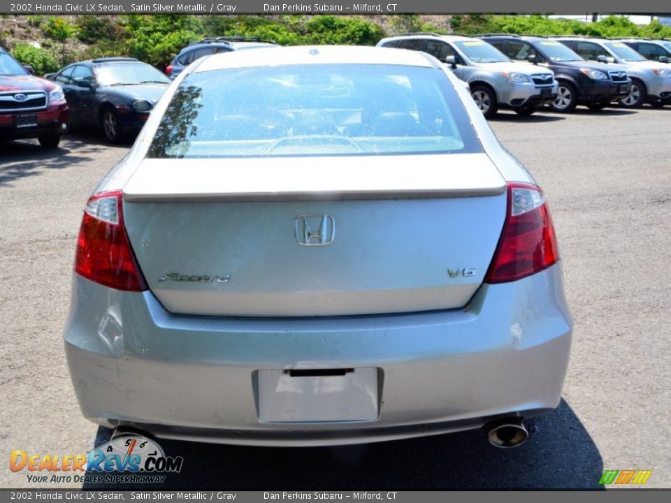 2002 Honda Civic LX Sedan Satin Silver Metallic / Gray Photo #7