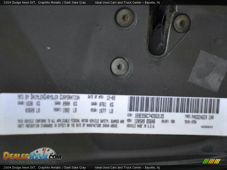 2004 Dodge Neon SXT Graphite Metallic / Dark Slate Gray Photo #14