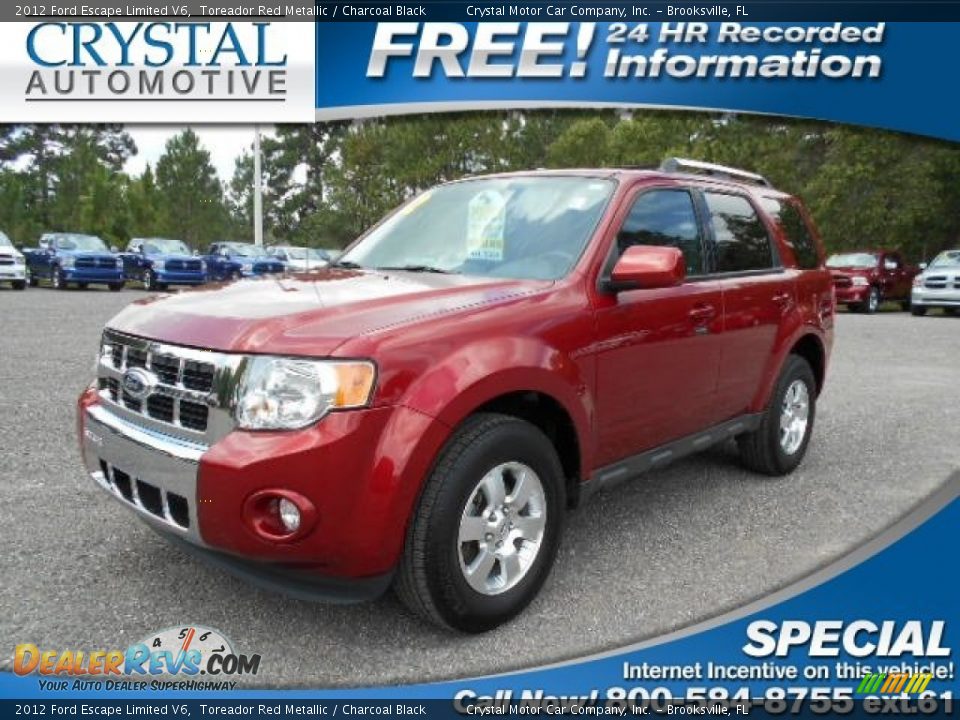 2012 Ford Escape Limited V6 Toreador Red Metallic / Charcoal Black Photo #1
