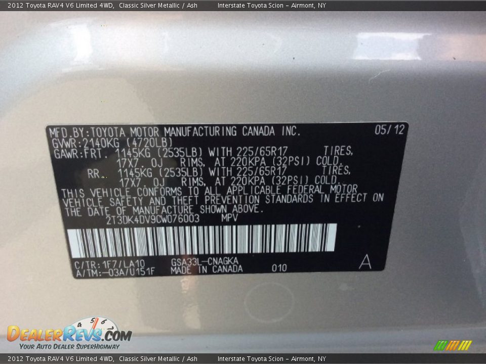 2012 Toyota RAV4 V6 Limited 4WD Classic Silver Metallic / Ash Photo #25