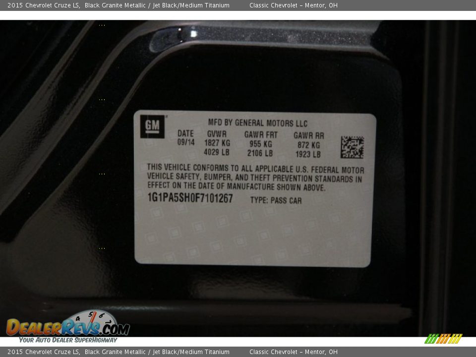 2015 Chevrolet Cruze LS Black Granite Metallic / Jet Black/Medium Titanium Photo #16