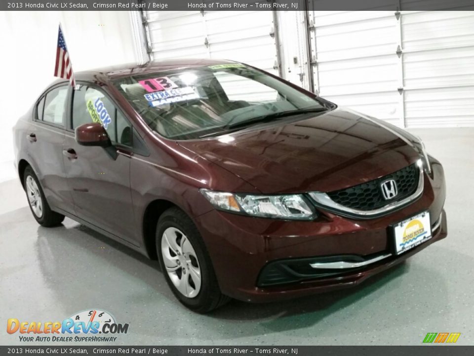 2013 Honda Civic LX Sedan Crimson Red Pearl / Beige Photo #3