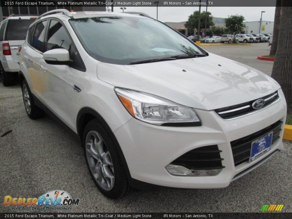 2015 Ford Escape Titanium White Platinum Metallic Tri-Coat / Medium Light Stone Photo #1