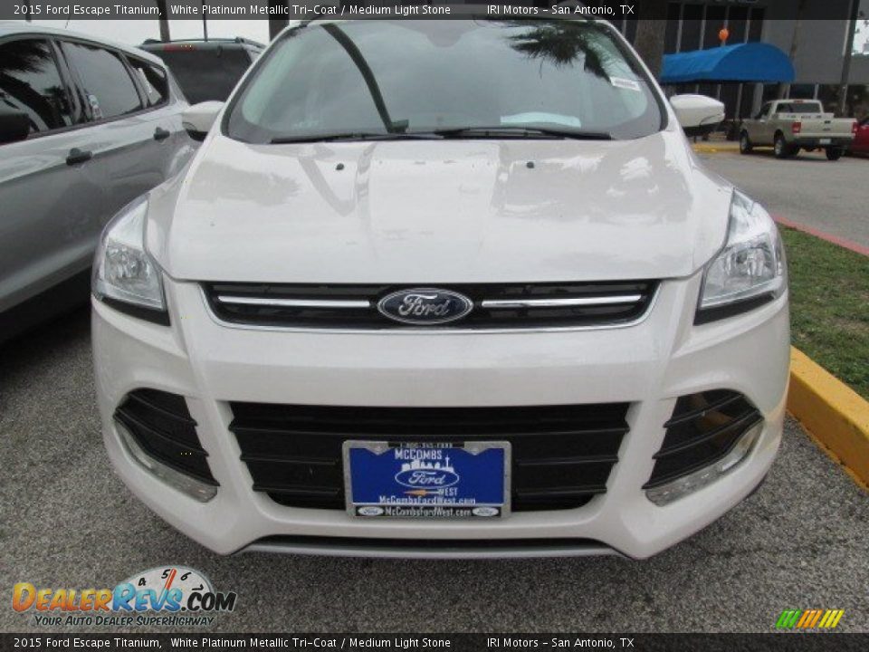 2015 Ford Escape Titanium White Platinum Metallic Tri-Coat / Medium Light Stone Photo #7