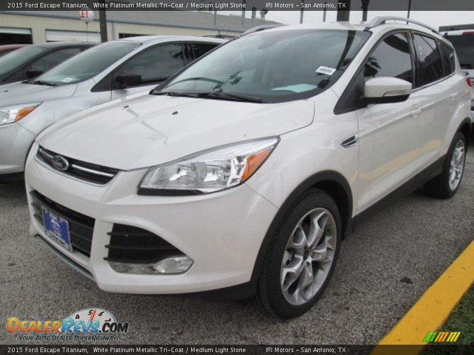 2015 Ford Escape Titanium White Platinum Metallic Tri-Coat / Medium Light Stone Photo #8