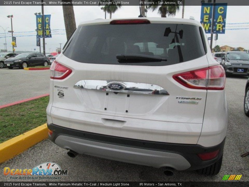 2015 Ford Escape Titanium White Platinum Metallic Tri-Coat / Medium Light Stone Photo #10