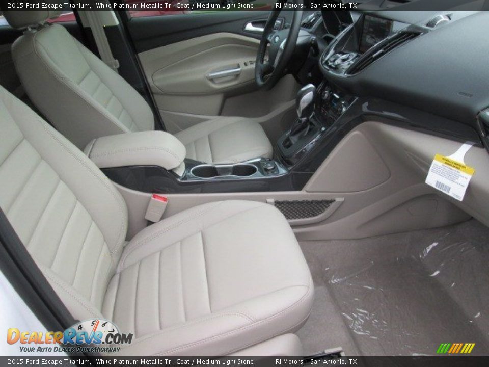 2015 Ford Escape Titanium White Platinum Metallic Tri-Coat / Medium Light Stone Photo #21