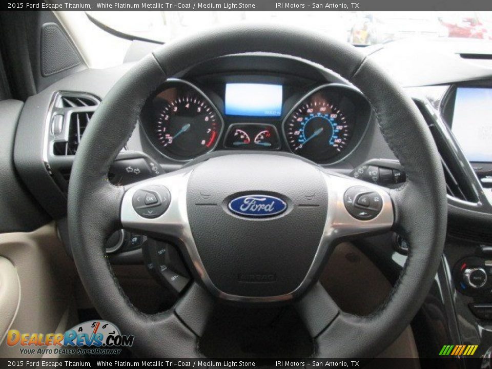 2015 Ford Escape Titanium White Platinum Metallic Tri-Coat / Medium Light Stone Photo #25