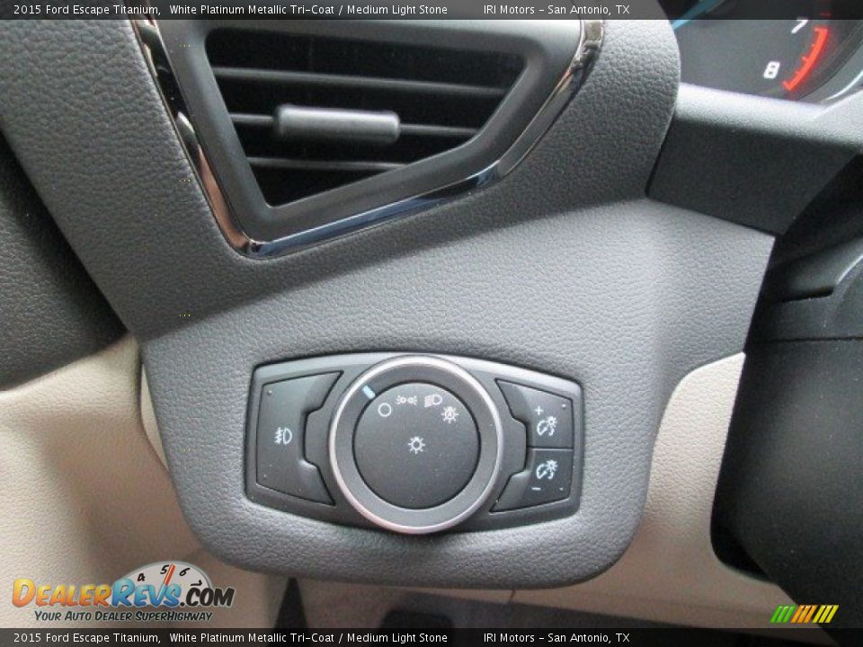 2015 Ford Escape Titanium White Platinum Metallic Tri-Coat / Medium Light Stone Photo #26