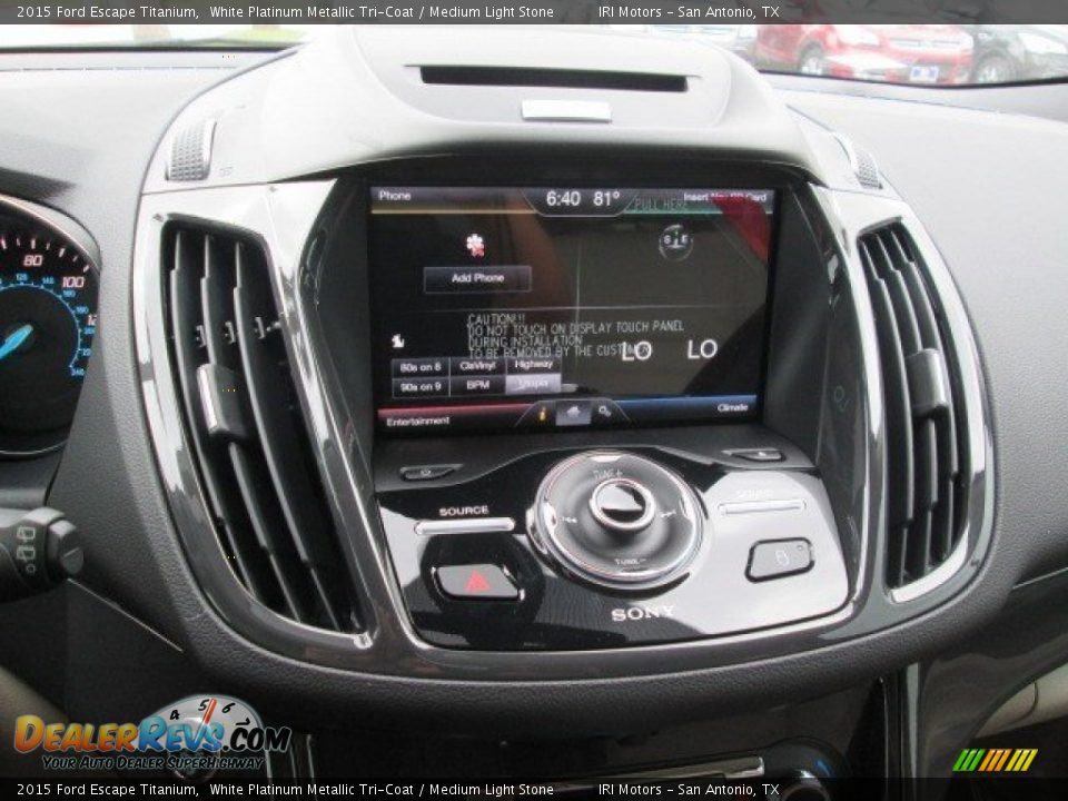 2015 Ford Escape Titanium White Platinum Metallic Tri-Coat / Medium Light Stone Photo #30
