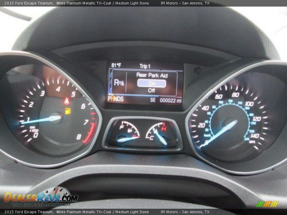 2015 Ford Escape Titanium White Platinum Metallic Tri-Coat / Medium Light Stone Photo #32
