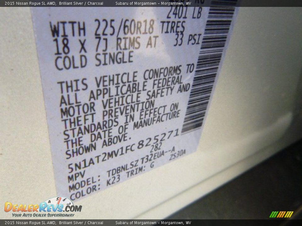 2015 Nissan Rogue SL AWD Brilliant Silver / Charcoal Photo #14