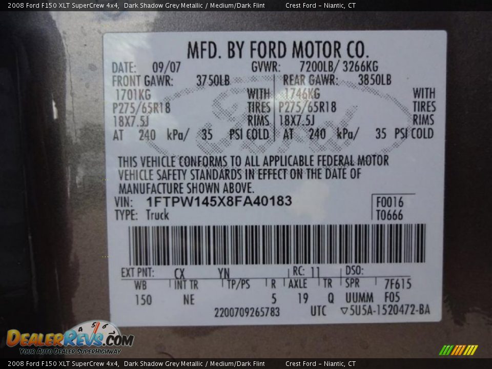 2008 Ford F150 XLT SuperCrew 4x4 Dark Shadow Grey Metallic / Medium/Dark Flint Photo #14