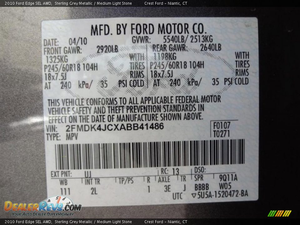 2010 Ford Edge SEL AWD Sterling Grey Metallic / Medium Light Stone Photo #14