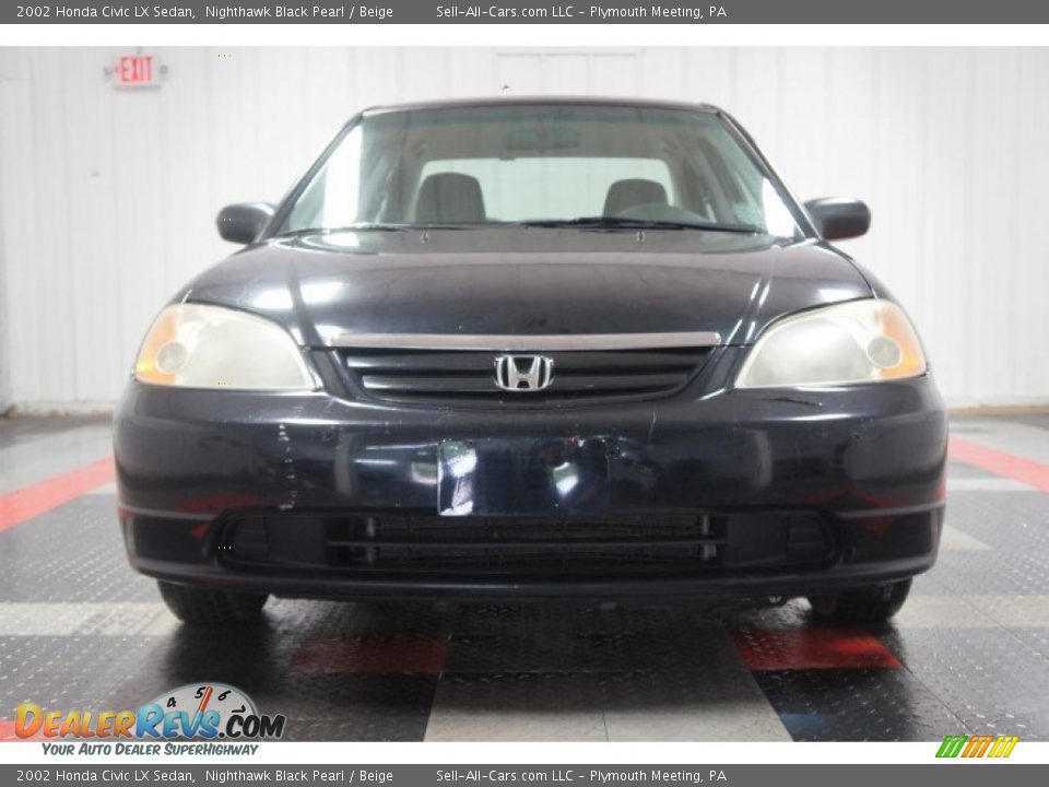 2002 Honda Civic LX Sedan Nighthawk Black Pearl / Beige Photo #4