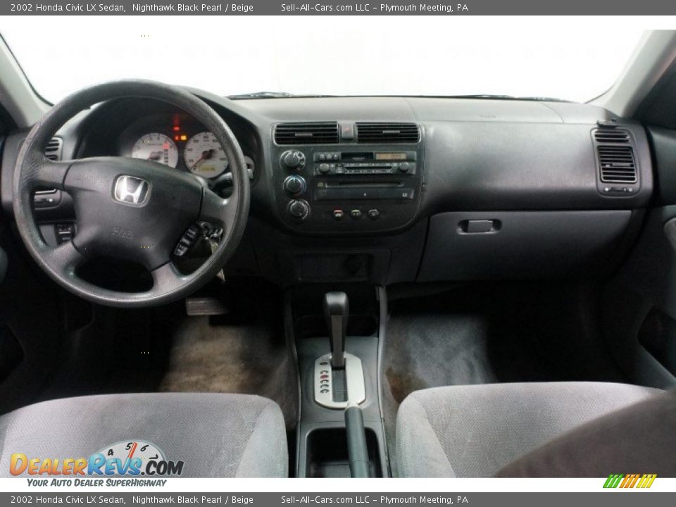 2002 Honda Civic LX Sedan Nighthawk Black Pearl / Beige Photo #21