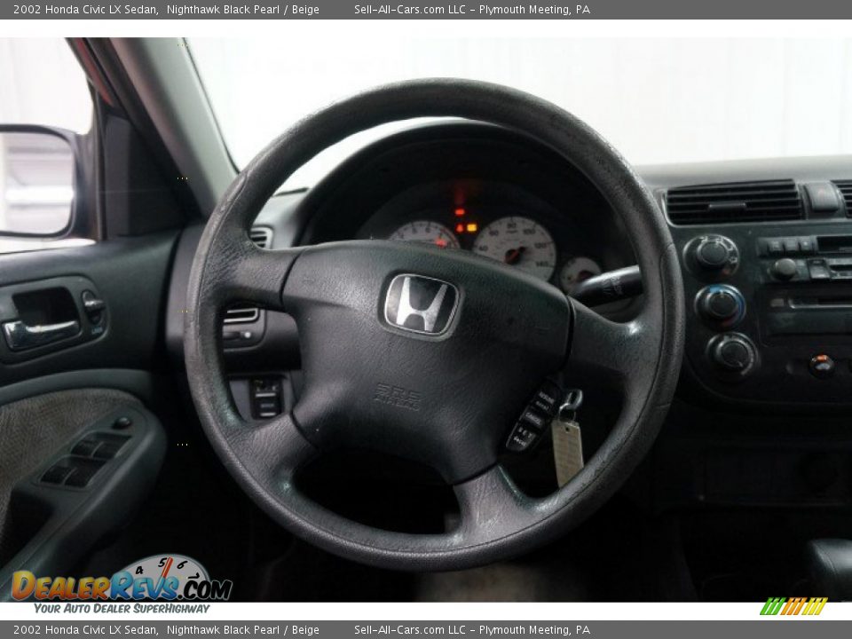 2002 Honda Civic LX Sedan Nighthawk Black Pearl / Beige Photo #22