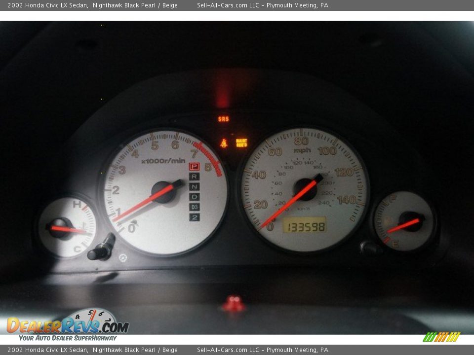 2002 Honda Civic LX Sedan Nighthawk Black Pearl / Beige Photo #27