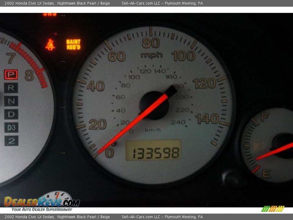 2002 Honda Civic LX Sedan Nighthawk Black Pearl / Beige Photo #28