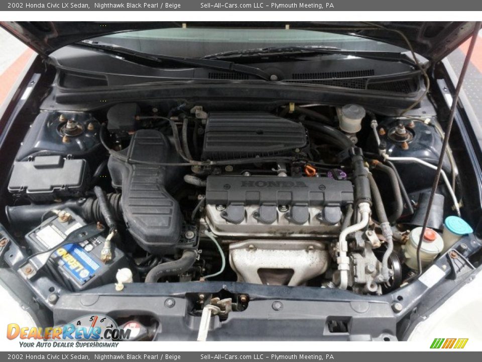 2002 Honda Civic LX Sedan Nighthawk Black Pearl / Beige Photo #31