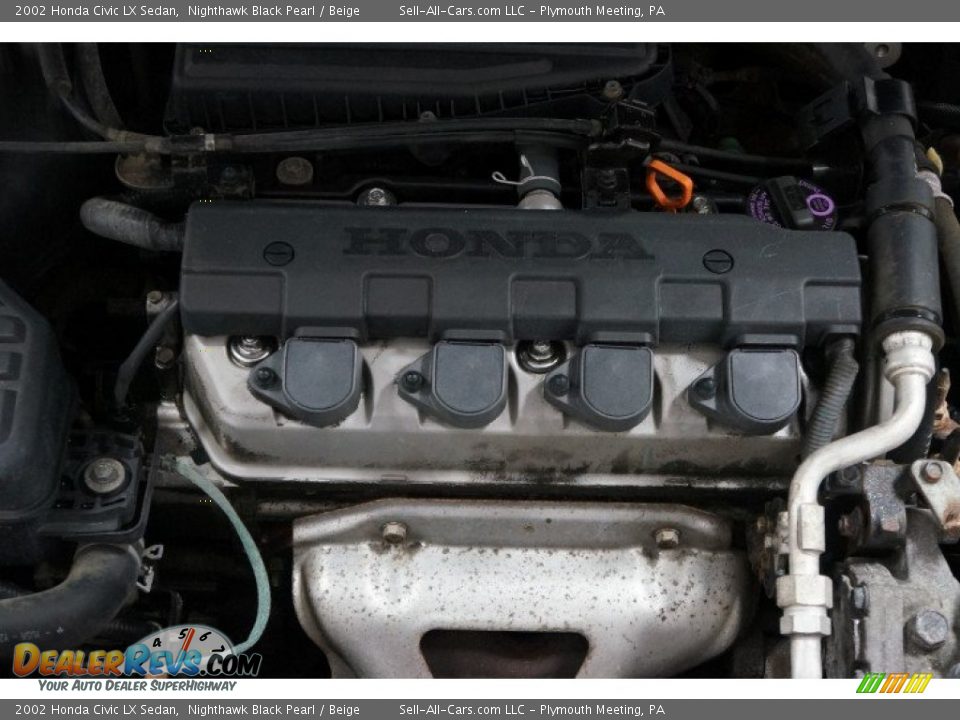 2002 Honda Civic LX Sedan Nighthawk Black Pearl / Beige Photo #32