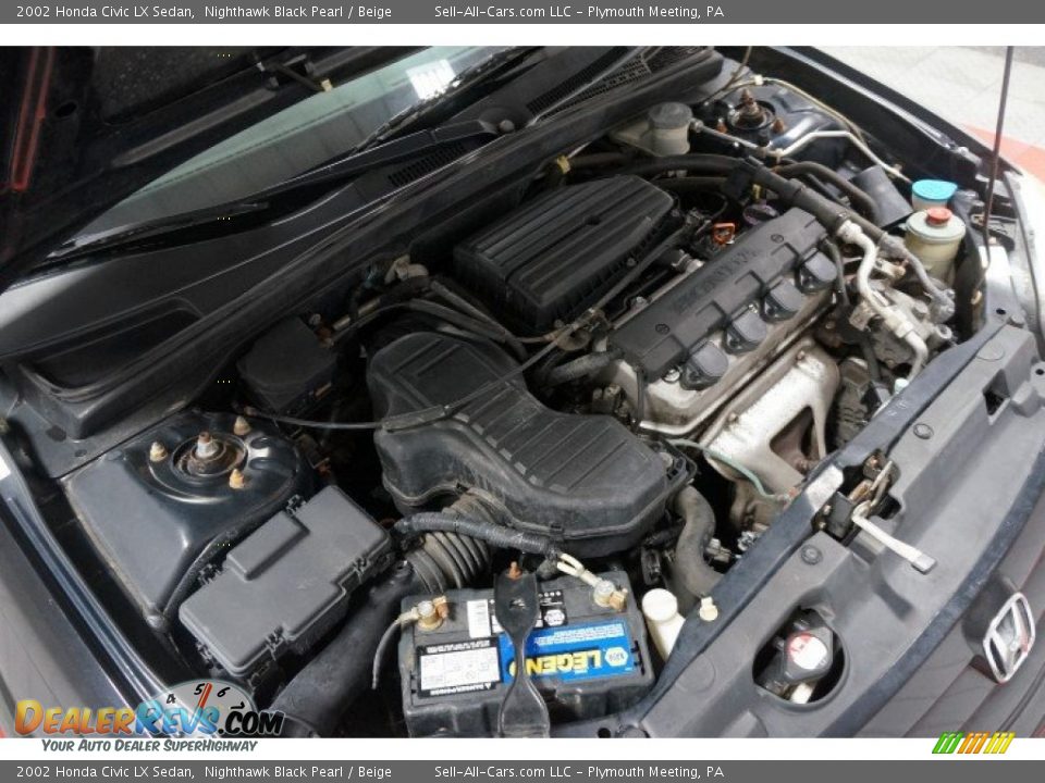 2002 Honda Civic LX Sedan Nighthawk Black Pearl / Beige Photo #33
