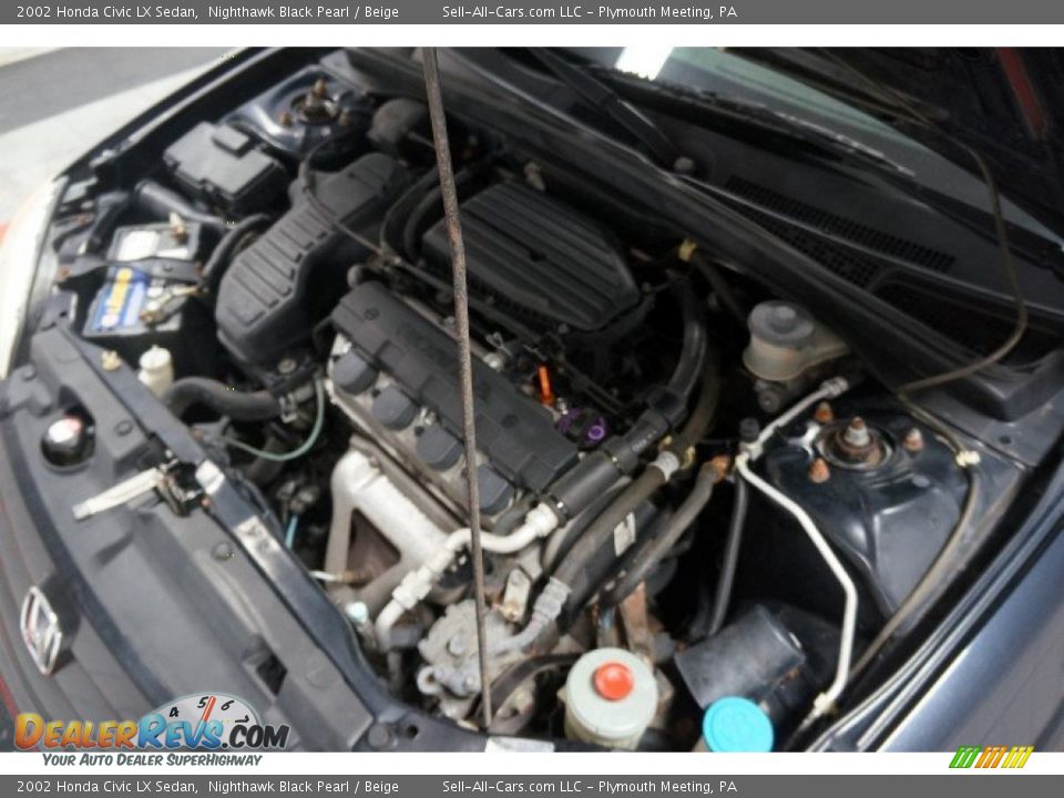 2002 Honda Civic LX Sedan Nighthawk Black Pearl / Beige Photo #34