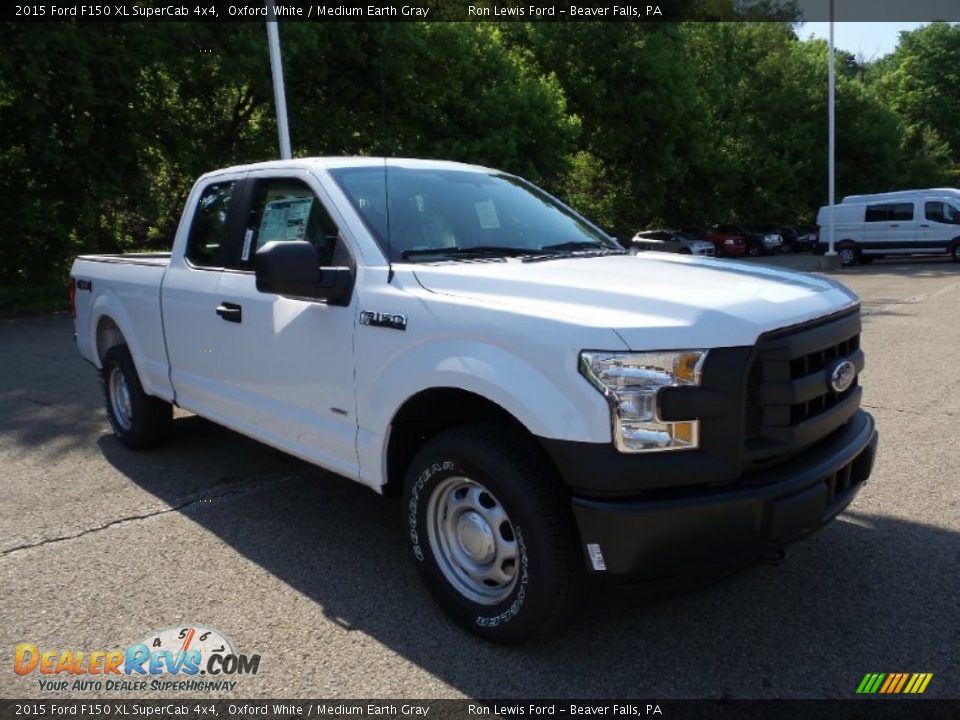 2015 Ford F150 XL SuperCab 4x4 Oxford White / Medium Earth Gray Photo #9