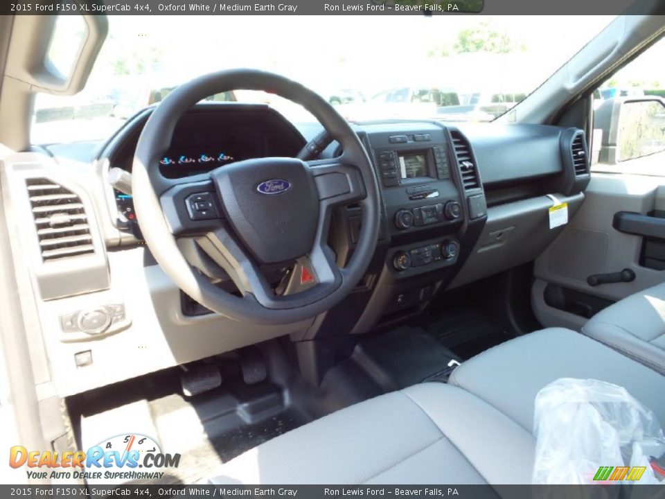 2015 Ford F150 XL SuperCab 4x4 Oxford White / Medium Earth Gray Photo #13