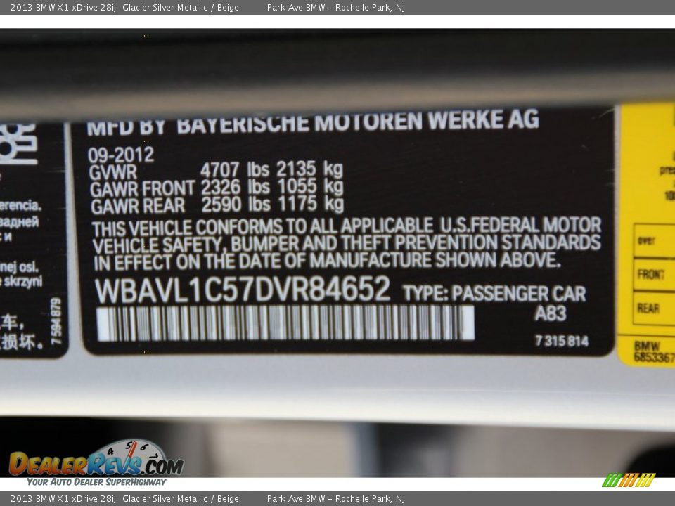 2013 BMW X1 xDrive 28i Glacier Silver Metallic / Beige Photo #35