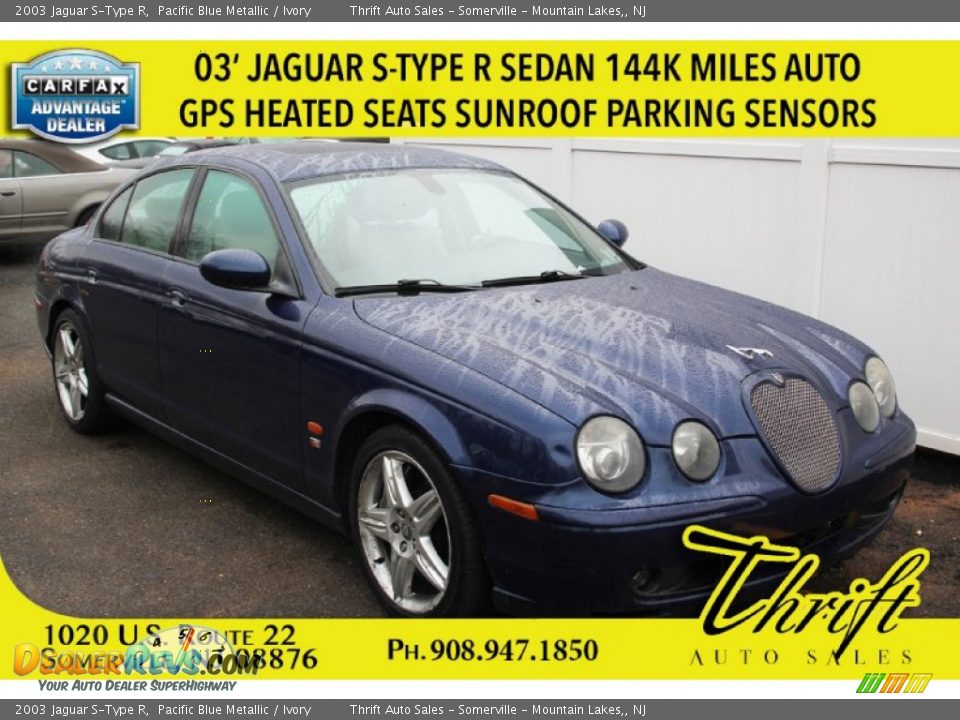 2003 Jaguar S-Type R Pacific Blue Metallic / Ivory Photo #1