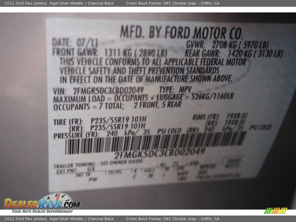 2012 Ford Flex Limited Ingot Silver Metallic / Charcoal Black Photo #21