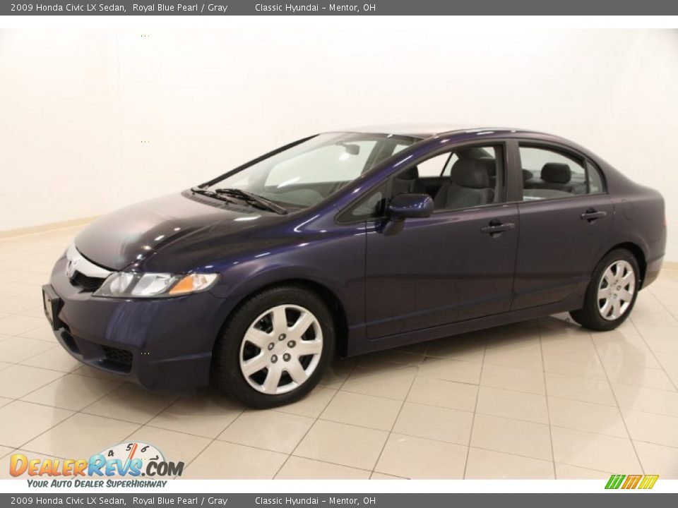 2009 Honda Civic LX Sedan Royal Blue Pearl / Gray Photo #3