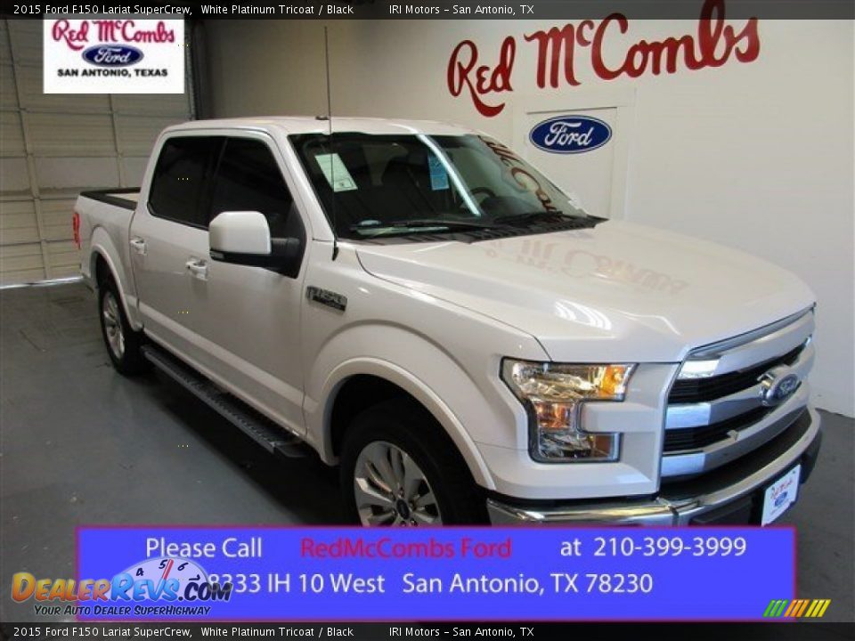 2015 Ford F150 Lariat SuperCrew White Platinum Tricoat / Black Photo #1