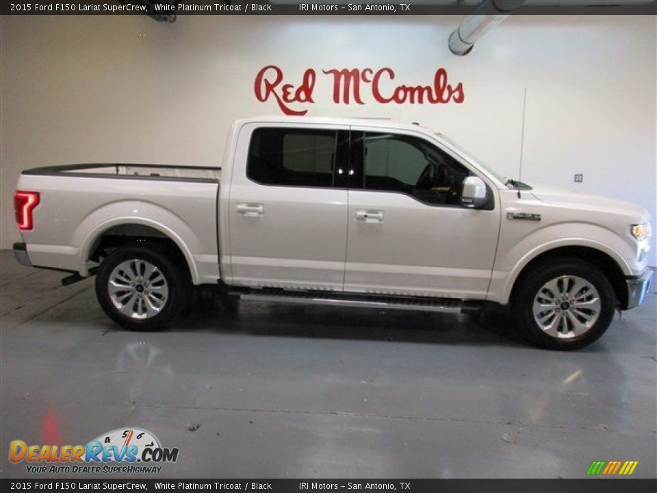 2015 Ford F150 Lariat SuperCrew White Platinum Tricoat / Black Photo #9