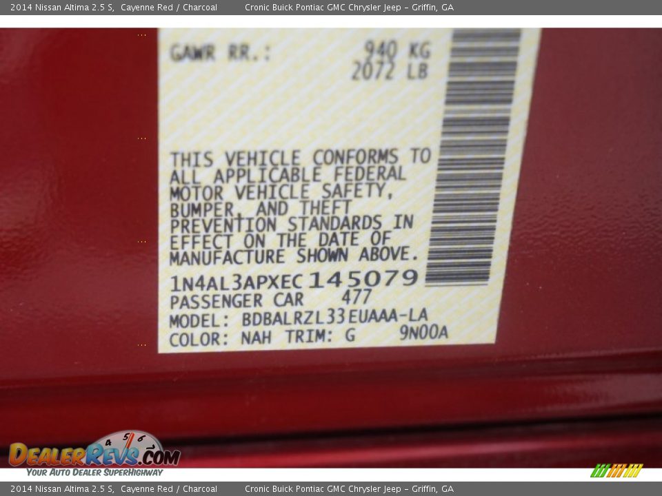 2014 Nissan Altima 2.5 S Cayenne Red / Charcoal Photo #23