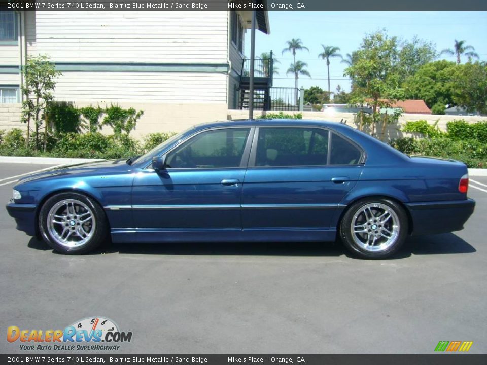 2001 BMW 7 Series 740iL Sedan Biarritz Blue Metallic / Sand Beige Photo #2