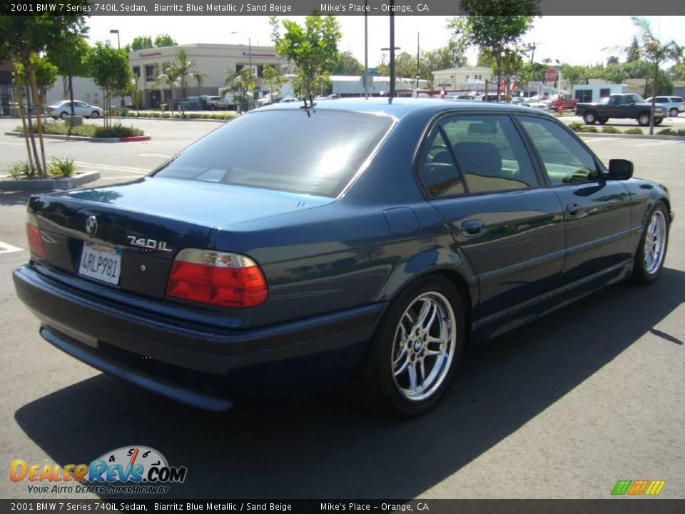 2001 BMW 7 Series 740iL Sedan Biarritz Blue Metallic / Sand Beige Photo #5