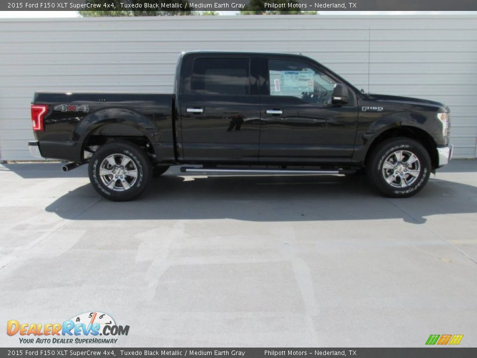 2015 Ford F150 XLT SuperCrew 4x4 Tuxedo Black Metallic / Medium Earth Gray Photo #3