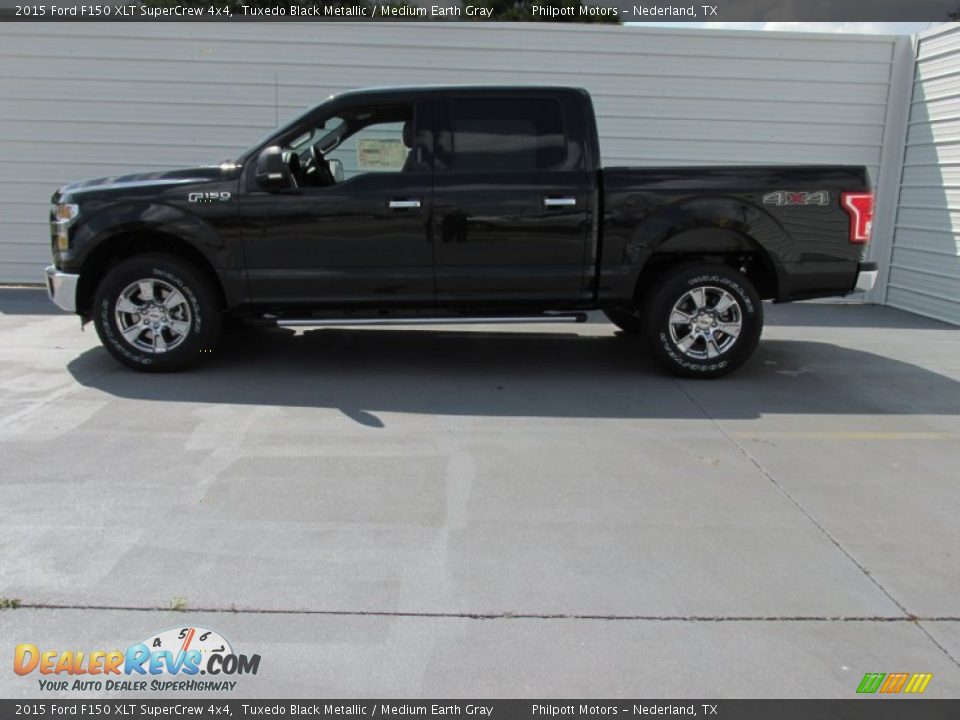2015 Ford F150 XLT SuperCrew 4x4 Tuxedo Black Metallic / Medium Earth Gray Photo #6