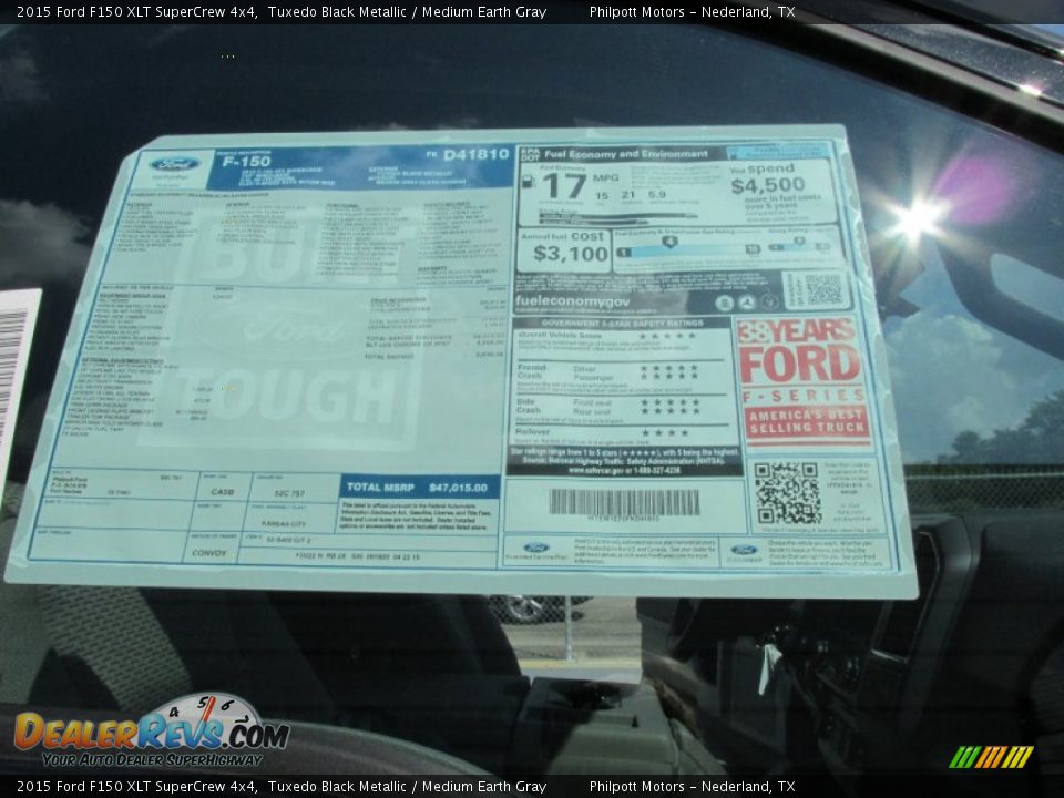 2015 Ford F150 XLT SuperCrew 4x4 Tuxedo Black Metallic / Medium Earth Gray Photo #34